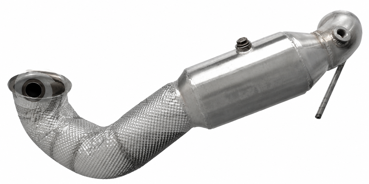 HJS ECE Downpipe 3,5" für Mercedes CLA45 AMG (C117) - 90 81 7000 von HJS Motorsport Tuning – Downpipe