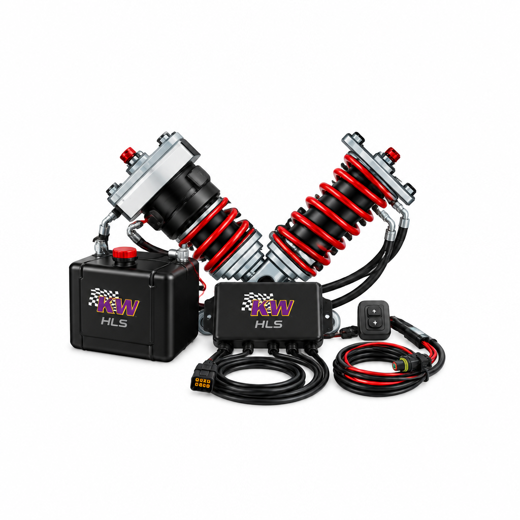 KW HLS 4 Hydraulic Lift System – Symbolbild der Produktlinie: Hydraulikzylinder, Pumpe, Steuergerät, Leitungen