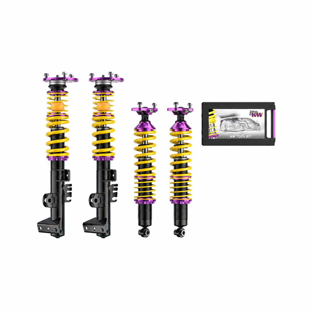 KW V1 Racing Gewindefahrwerk – Symbolbild der Produktlinie: Federn, Dämpfer, Werkzeug