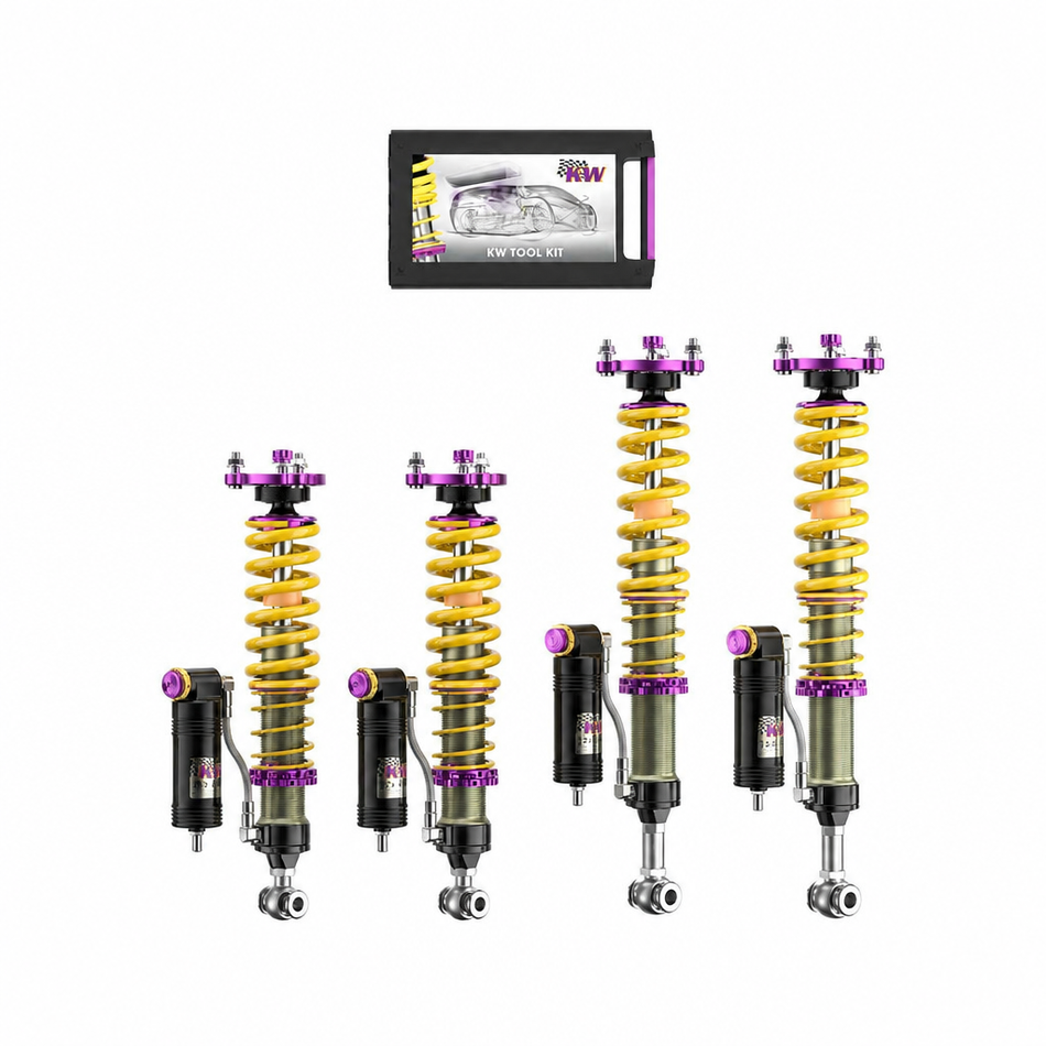 KW V4 Racing Gewindefahrwerk – Symbolbild der Produktlinie: Federn, Dämpfer, Werkzeug