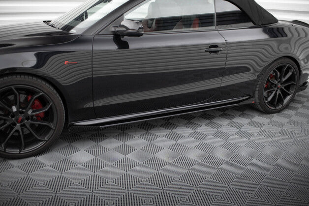 Seitenschweller Ansatz (Paar) + Flaps passend für Audi A5 / A5 S-Line / S5 Coupe / Cabrio 8T / 8T FL schwarz Hochglanz
