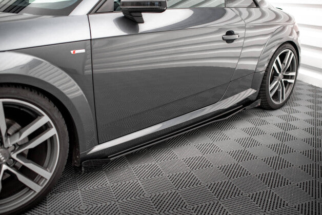 Seitenschweller Ansatz (Paar) + Flaps passend für Audi TT S / S-Line 8S schwarz Hochglanz