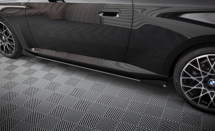 Seitenschweller Ansatz (Paar) + Flaps passend für BMW 2 Coupe G42 schwarz Hochglanz