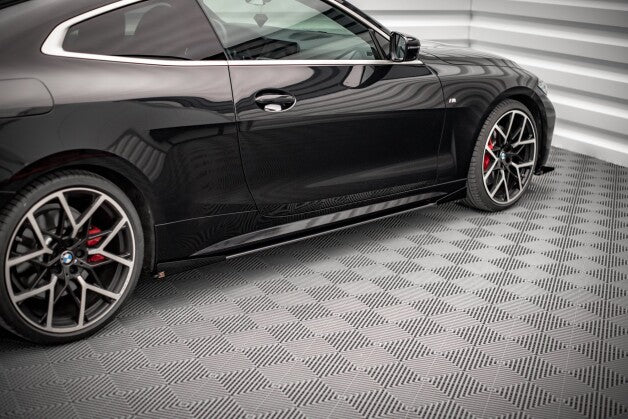 Seitenschweller Ansatz (Paar) + Flaps passend für BMW 4er M-Paket / M440i G22 / G23 / G22 FL / G23 FL schwarz Hochglanz