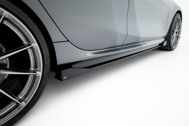 Seitenschweller Ansatz (Paar) + Flaps passend für BMW M135i F70 schwarz Hochglanz (4255647858439)