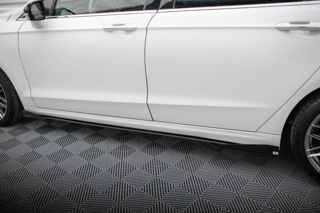 Seitenschweller Ansatz (Paar) + Flaps passend für Ford Mondeo Sport Mk5 FL / Fusion Sport Mk2 FL schwarz Hochglanz