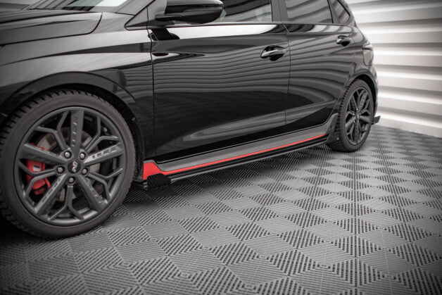 Seitenschweller Ansatz (Paar) + Flaps passend für Hyundai I20 N Mk3 schwarz Hochglanz