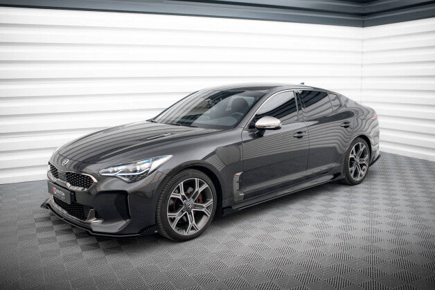 Seitenschweller Ansatz (Paar) + Flaps passend für Kia Stinger GT / GT-Line / Standard Mk1 schwarz Hochglanz
