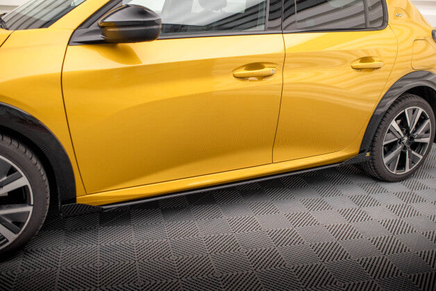 Seitenschweller Ansatz (Paar) + Flaps passend für Peugeot 208 GT Mk2 schwarz Hochglanz