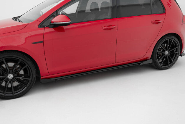 Seitenschweller Ansatz (Paar) + Flaps passend für VW Golf R / R-Line Mk7 FL schwarz Hochglanz