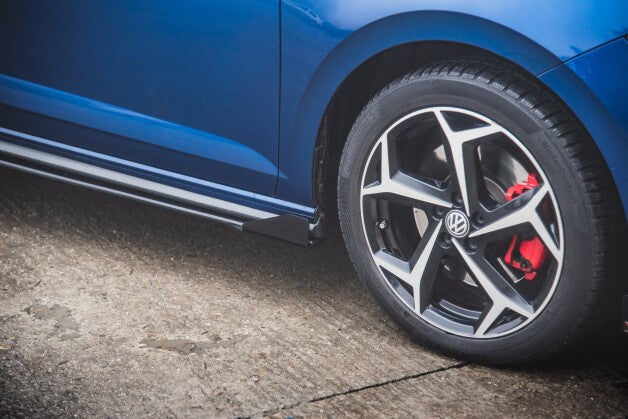 Seitenschweller Ansatz (Paar) + Flaps passend für VW Polo GTI Mk6 schwarz Hochglanz