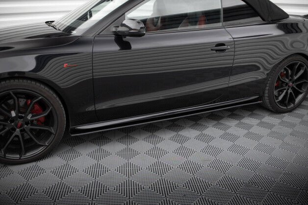 Seitenschweller Ansatz (Paar) passend für Audi A5 / A5 S-Line / S5 Coupe / Cabrio 8T / 8T FL schwarz matt