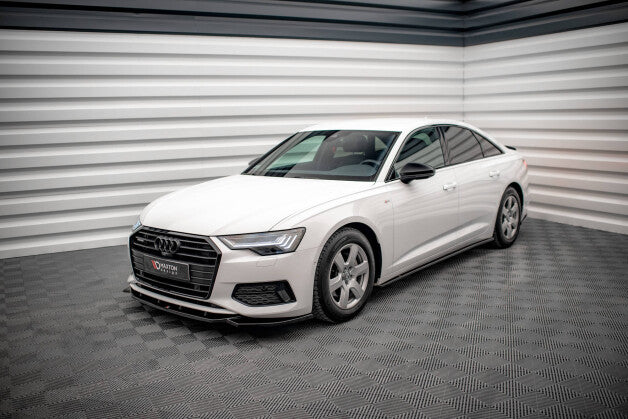 Seitenschweller Ansatz (Paar) passend für Audi A6 C8 schwarz Hochglanz
