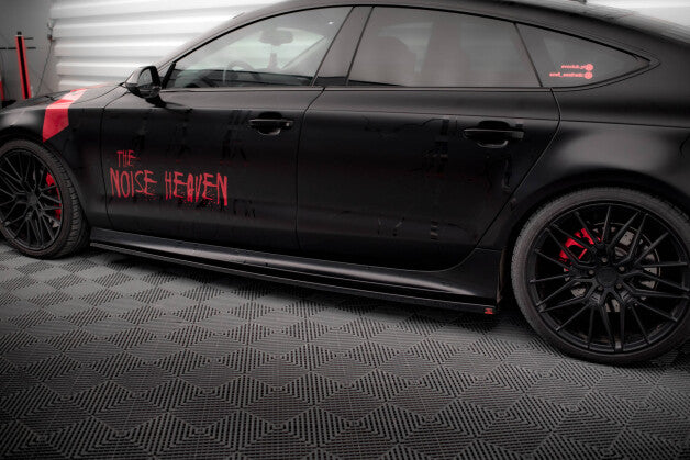 Seitenschweller Ansatz (Paar) passend für Audi A7 RS7 Look C7 schwarz Hochglanz