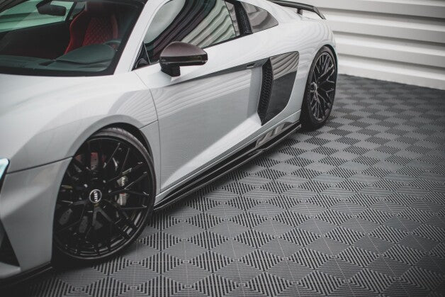 Seitenschweller Ansatz (Paar) passend für Audi R8 Mk2 FL schwarz Hochglanz (4251937882924)