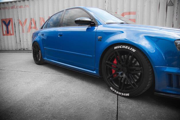 Seitenschweller Ansatz (Paar) passend für Audi RS4 B7 schwarz Hochglanz