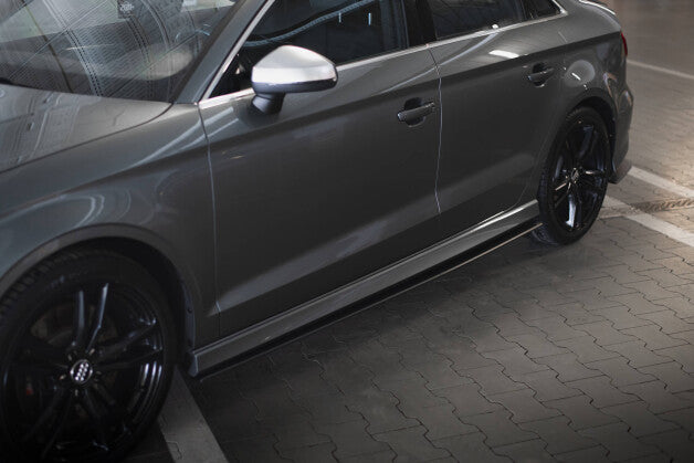 Seitenschweller Ansatz (Paar) passend für Audi S3 / A3 S-Line Limousine 8V schwarz matt
