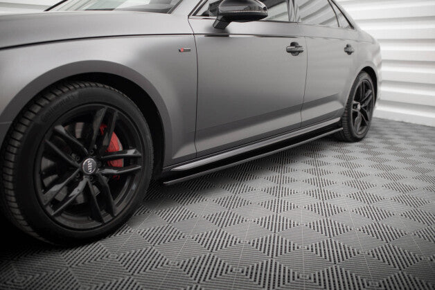 Seitenschweller Ansatz (Paar) passend für Audi S4 / A4 S-Line / A4 Competiton B9 schwarz Hochglanz