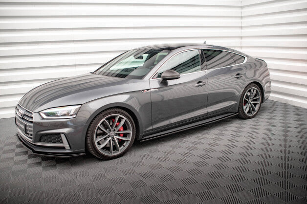 Seitenschweller Ansatz (Paar) passend für Audi S5 / A5 S-Line F5 Sportback schwarz Hochglanz