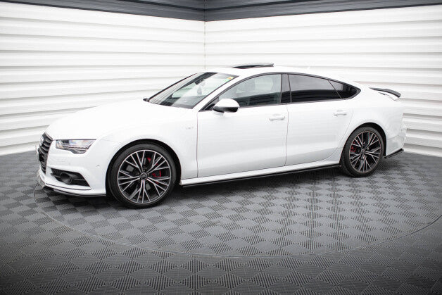 Seitenschweller Ansatz (Paar) passend für Audi S7 / A7 S-Line C7 FL schwarz Hochglanz