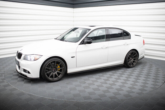 Seitenschweller Ansatz (Paar) passend für BMW 3er M-Paket Limousine / Touring E90 / E91 schwarz Hochglanz