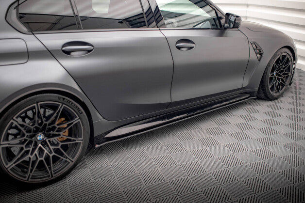 Seitenschweller Ansatz (Paar) passend für BMW M3 G80 roter Kern