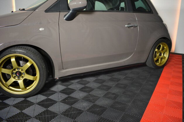Seitenschweller Ansatz (Paar) passend für Fiat 500 schwarz Hochglanz