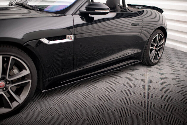 Seitenschweller Ansatz (Paar) passend für Jaguar F-TYPE schwarz Hochglanz
