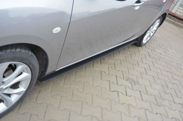 Seitenschweller Ansatz (Paar) passend für Mazda 3 MK2 SPORT (vor FL) schwarz matt