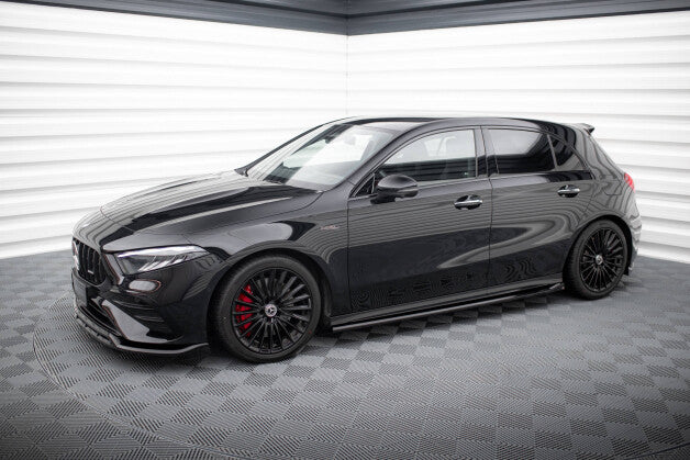 Seitenschweller Ansatz (Paar) passend für Mercedes-AMG A35 / A AMG-Line W177 FL schwarz Hochglanz