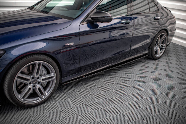 Seitenschweller Ansatz (Paar) passend für Mercedes-AMG C 43 / AMG-Line W205 schwarz Hochglanz