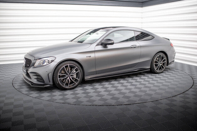 Seitenschweller Ansatz (Paar) passend für Mercedes-AMG C43 Coupe / Cabrio C205 FL / A205 FL schwarz Hochglanz