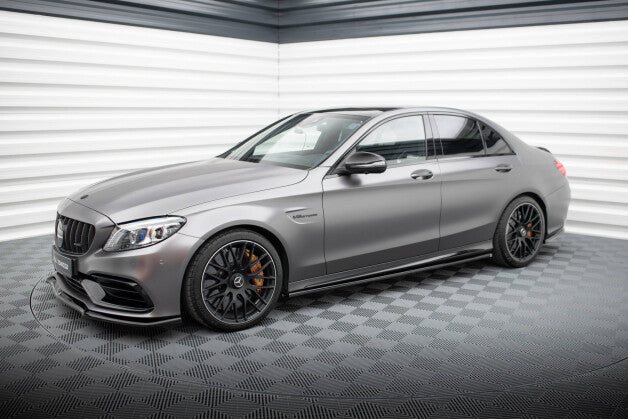 Seitenschweller Ansatz (Paar) passend für Mercedes-AMG C63 Limousine / Kombi W205 FL schwarz Hochglanz