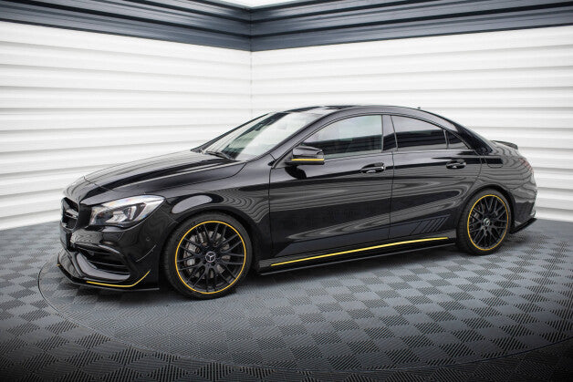 Seitenschweller Ansatz (Paar) passend für Mercedes-AMG CLA 45 C117 FL mit AERO Paket roter Kern