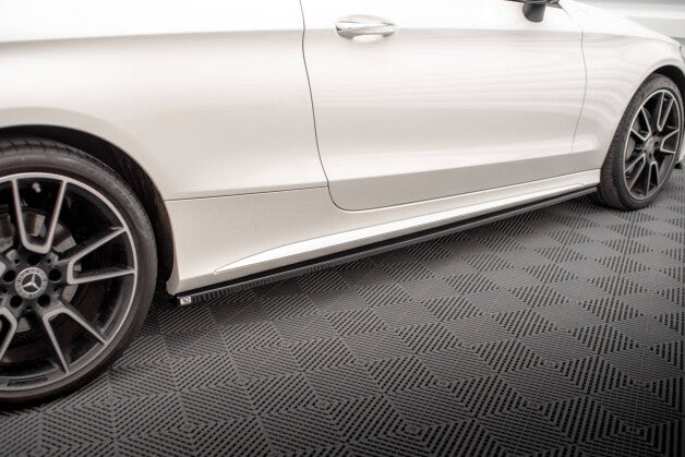 Seitenschweller Ansatz (Paar) passend für Mercedes C Coupe AMG-Line C205 FL schwarz Hochglanz