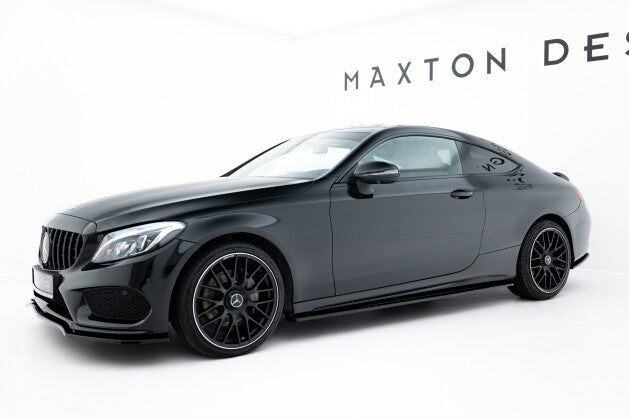 Seitenschweller Ansatz (Paar) passend für Mercedes C Coupe AMG-Line C205 schwarz Hochglanz