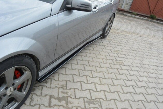Seitenschweller Ansatz (Paar) passend für Mercedes C Limousine / Kombi AMG-Line W204 / S204 schwarz Hochglanz