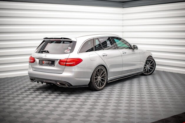 Seitenschweller Ansatz (Paar) passend für Mercedes C W205 schwarz Hochglanz