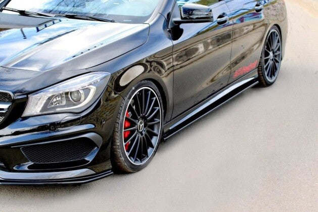 Seitenschweller Ansatz (Paar) passend für Mercedes CLA 45 AMG C117/A45 AMG W176 (vor FL) schwarz Hochglanz