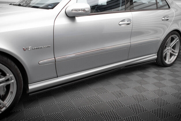 Seitenschweller Ansatz (Paar) passend für Mercedes E 55 AMG W211 schwarz Hochglanz