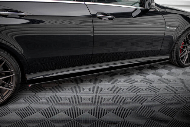 Seitenschweller Ansatz (Paar) passend für Mercedes E63 AMG / AMG-Line Limousine W212 FL schwarz Hochglanz
