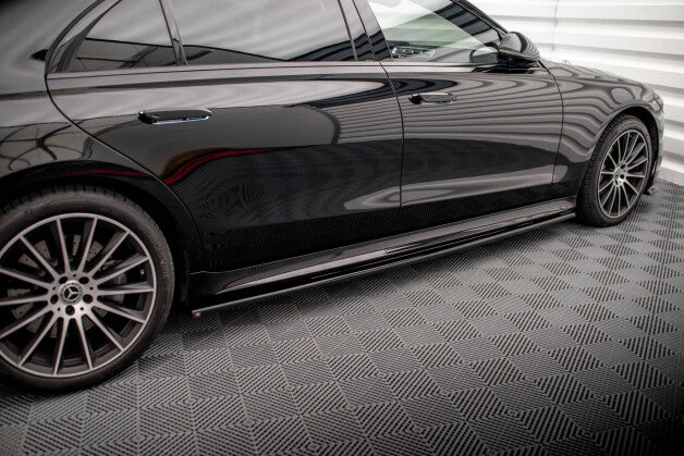 Seitenschweller Ansatz (Paar) passend für Mercedes S Long AMG-Line V223 schwarz Hochglanz