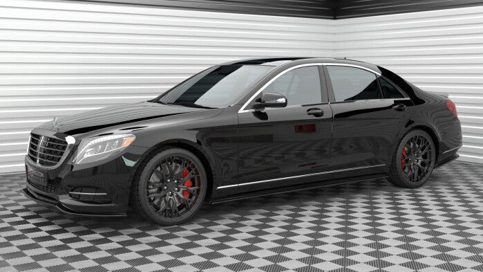 Seitenschweller Ansatz (Paar) passend für Mercedes S Long W222 schwarz Hochglanz