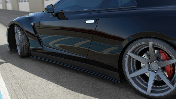Seitenschweller Ansatz (Paar) passend für Nissan GT-R vor FL Coupe (R35-SERIES) schwarz Hochglanz