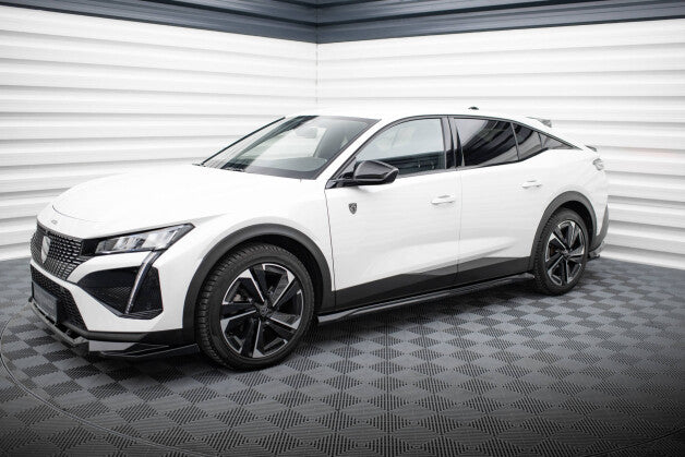 Seitenschweller Ansatz (Paar) passend für Peugeot 408 Mk1 schwarz Hochglanz