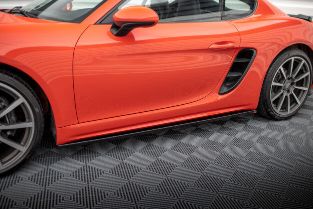 Seitenschweller Ansatz (Paar) passend für Porsche 718 Cayman 982c schwarz Hochglanz