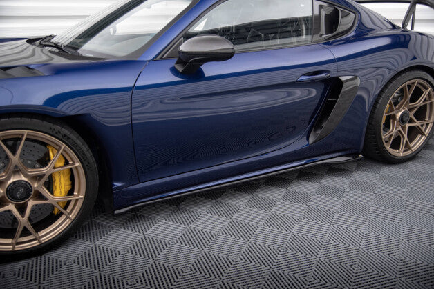 Seitenschweller Ansatz (Paar) passend für Porsche 718 Cayman GT4 RS 982c schwarz Hochglanz
