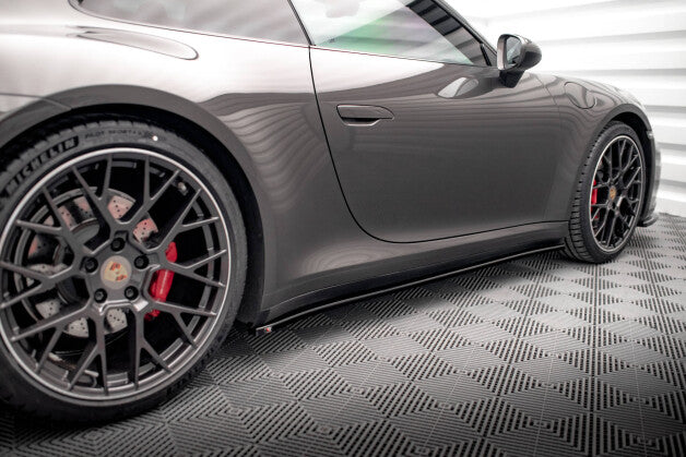 Seitenschweller Ansatz (Paar) passend für Porsche 911 Carrera 4S 992 schwarz Hochglanz