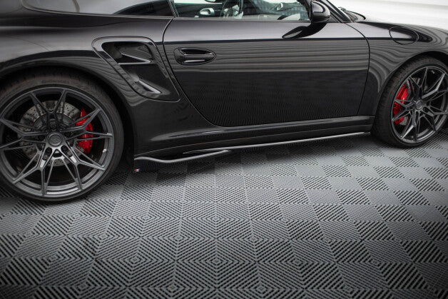 Seitenschweller Ansatz (Paar) passend für Porsche 911 Turbo 997 schwarz Hochglanz