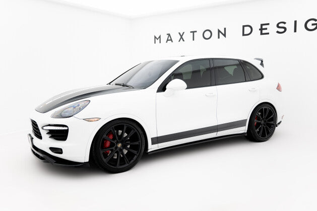 Seitenschweller Ansatz (Paar) passend für Porsche Cayenne Turbo / Standard Mk2 schwarz Hochglanz